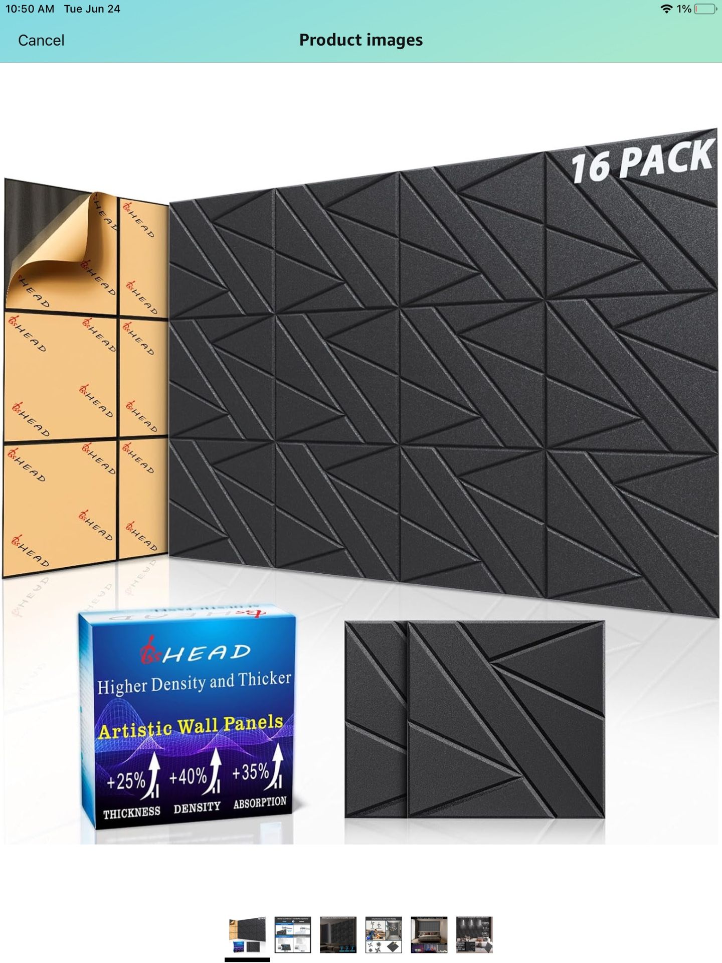 **Brand New In Box** 16 Pack Self-Adhesive Soundproof Wall Panels