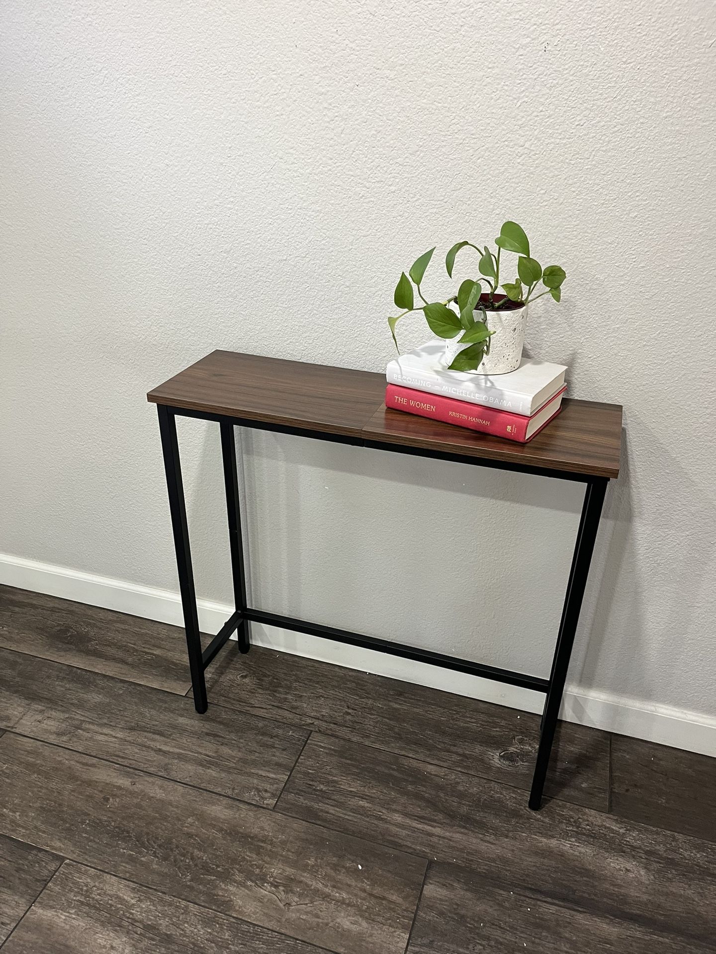 Narrow Console Table Entry Way Small Brown 