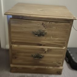 Side Table 2 Drawer Solid Wood