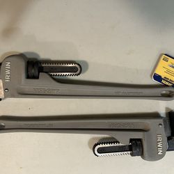 Two 18” Irwin Vice grip Aluminum Pipe Wrenches