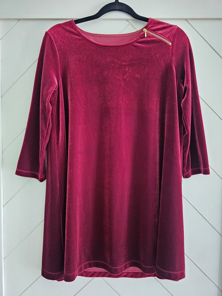 Joan Vass ¾ Sleeve Velour Tunic