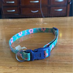 Green With Pink Flowers Dog Collar