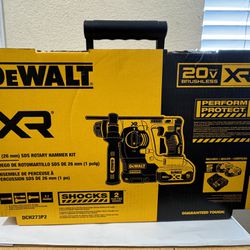 Dewalt 20V MAX XR Cordless Brushless 1 in. SDS Plus L-Shape Rotary Hammer with (2) 20V 5.0Ah Batteries and