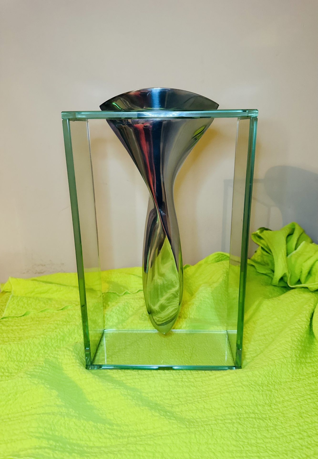 Unique Glass And Pewter Vase