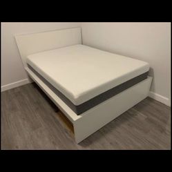Full Size Bed Frame (with Storage) And Mattress