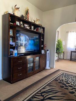 Dark Wood Entertainment Center with Storage