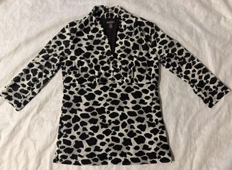 Dana Buchman Lined Mesh Black & White Print 3/4 Sleeve Casual Dress Blouse Top Shirt  Effortlessly stylish and comfortable, this Dana Buchman black an