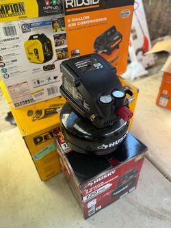 Husky 3 Gal. 120 PSI Portable Electric Oil-Free Light Duty Pancake Air Compressor with Fold Down Handle and 1-Quick Coupler
