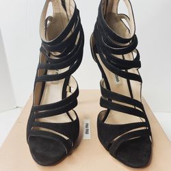Miu Miu black Suede strappy heels size 37.5 / 7.5