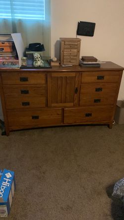 Solid Oak Dresser Set