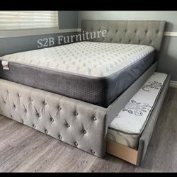 Fulltwin Size Grey Frenchi Trundl3 W Orthopedic Matres!!!!