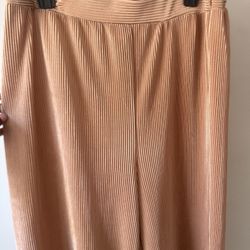 Beige Velvet Pleated Wide-Leg Stretch Women's Pants Casual Fall Winter