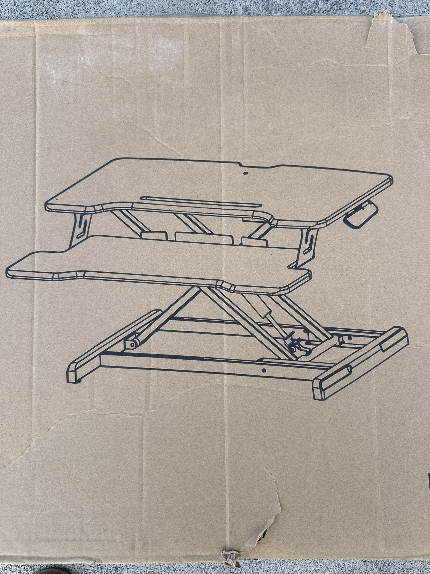 New large 32” standing computer desk riser with keyboard tray and automatic smooth lift lever