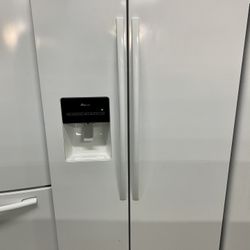 White Amana Side By Side Refrigerator