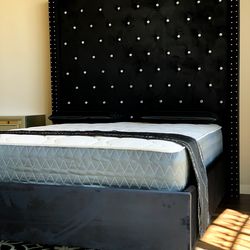 BRAND NEW BLACK QUEEN SIZE 6foot TALL BED FRAME WITH NEW MATTRESS SET/FAST DELIVERY