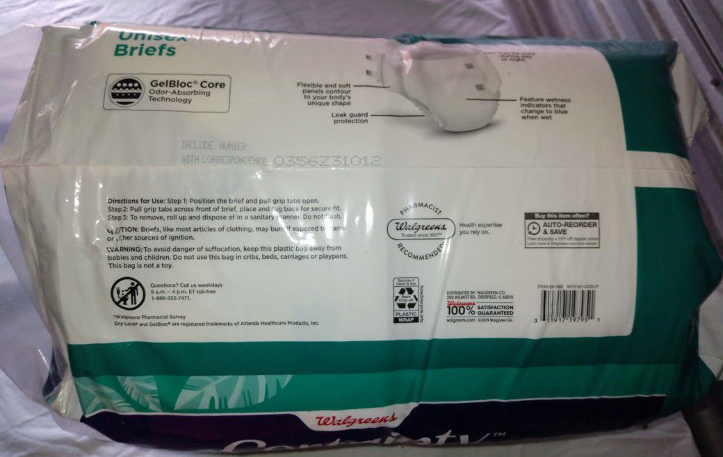 Walgreens Certainty Unisex Briefs XL 28 Count for Sale in Tampa, FL ...