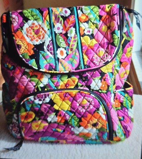 NEW Vera Bradley Double ZIp Backpack "VA VA Bloom"