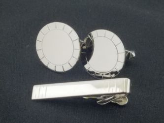 Vintage Sterling Silver Cufflinks + Tie Clip By Swank