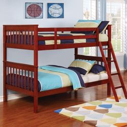 New Twin Twin Bunk Bed Chestnut Color