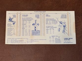 Combat Matrix Slide-Rule Dungeons & Dragons  D&D  (Larry Leeds, 1980)