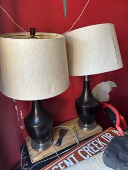 Pair of Table Lamps with Drum Shades