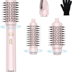 Hair Dryer Brush, 4 In 1 Rotating Round Hot Air Spin Brush Set Negative Ionic Professional Blow Dryer With Detachable Brush(2" & 1.5"), 3 Heats And 2 