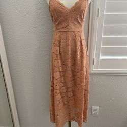 C.  Champion Rose Color Medium Long Dress.  Waist 70 Cm, Breast 88cm