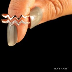 18k rose gold 925 silver AAA Grade Cubic daughter wave ring by story jewelry