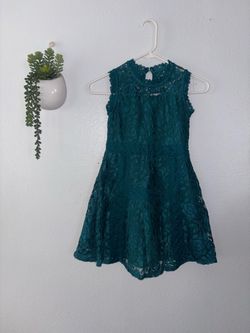 Teal Lace Sleeveless Mini Dress Size 8
