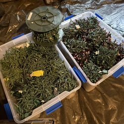 2 BINS OF CHRISTMAS LIGHTS - White & Multicolored 