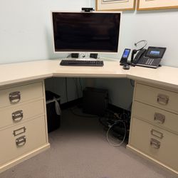 Pottery Barn Bedford Corner Desk And File Cabinet Antique White