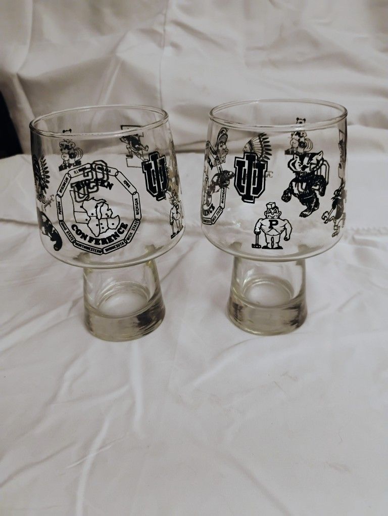 Vintage Big 10 NCAA Mascot Logo Libbey Glasses