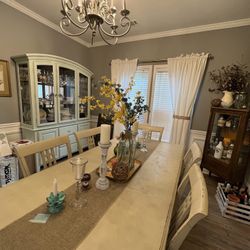 Farmhouse style 6 chair dining set and Buffet With Hutch 