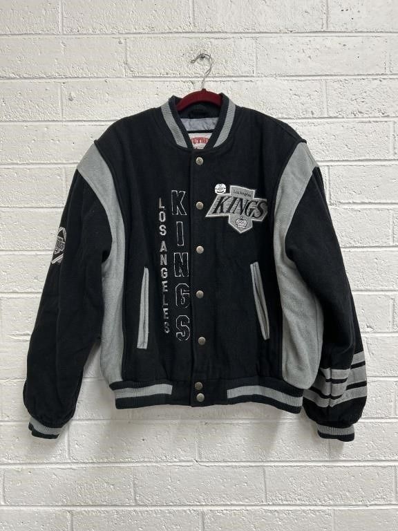 Kings Los Angeles Wool Acrylic Snap Button Bomber Jacket - Large