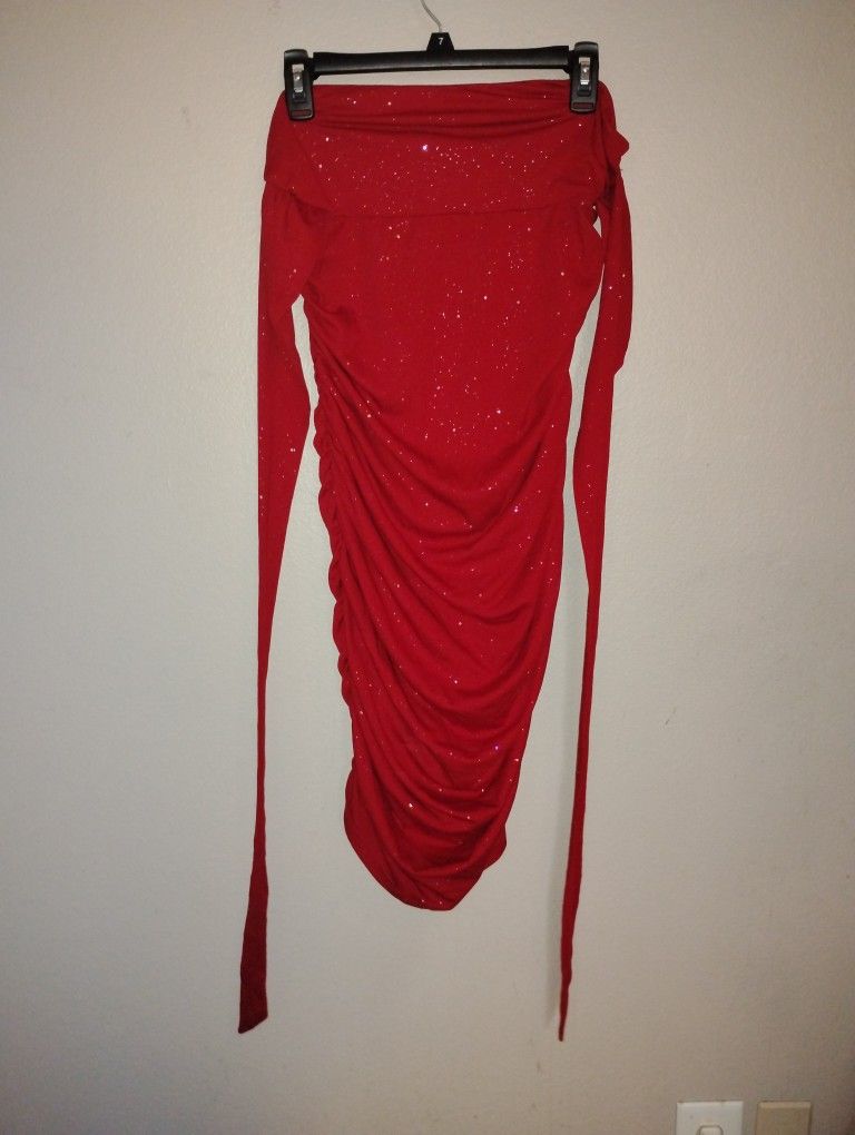 Allegra K Women's Red Sparkly Body Con Dress