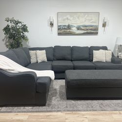Large Grey Sectional Couch  - Delivery Available 