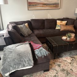 Lazy Boy L shaped micro suede sectional couch