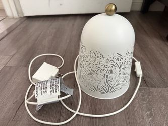 White Metal Bell Table Lamp with Gold Finial