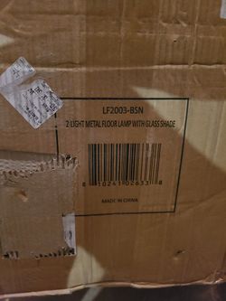 2 Light Metal Floor Lamp With Glass Shade