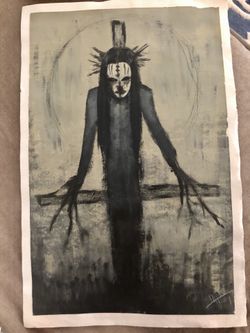 Hand painted. No frame just paper.