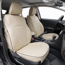 Full Set Seat Covers for Subaru Outback 2015 2016 2017 2018 2019, Beige Custom Fit for 5 Seats Front & Rear Row | Faux Leather Waterproof Car Interior