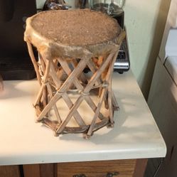 A Drum Made Out Of Deer Hive And Native American Earrings