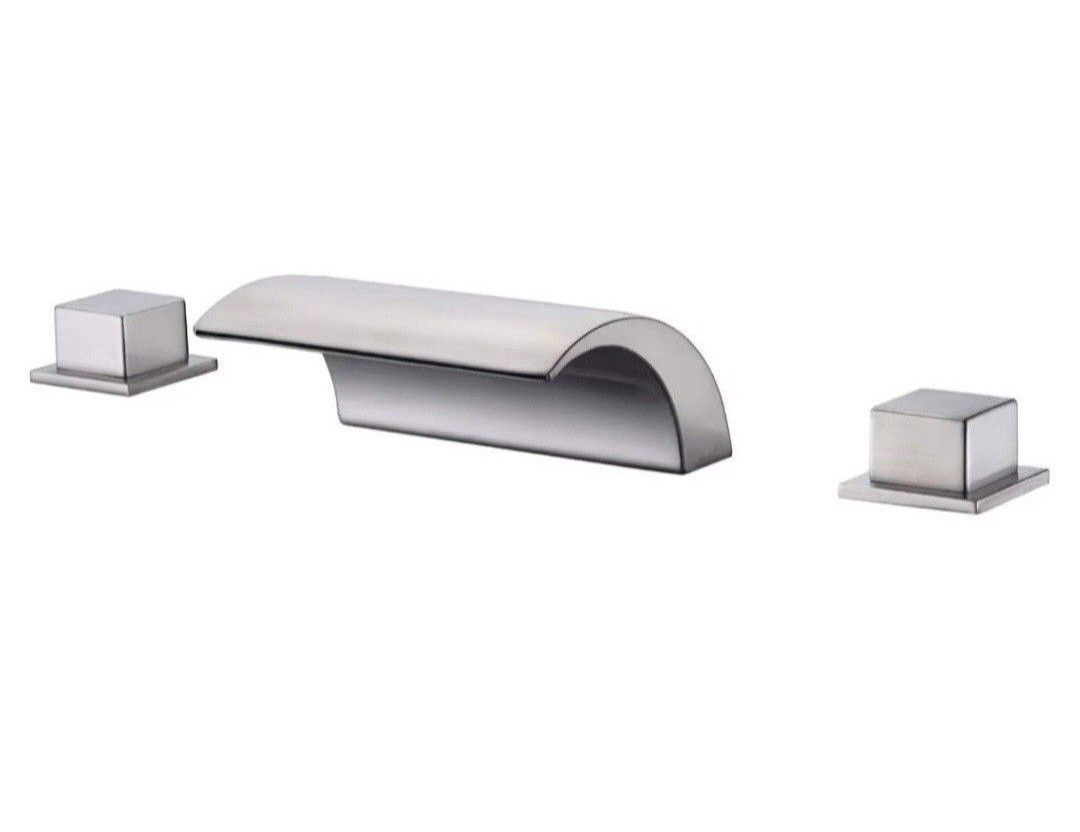 sumerain Roman Tub Faucets Brushed Nickel,Waterfall Spout for High Flow Rate,Include Valve and Trim Set