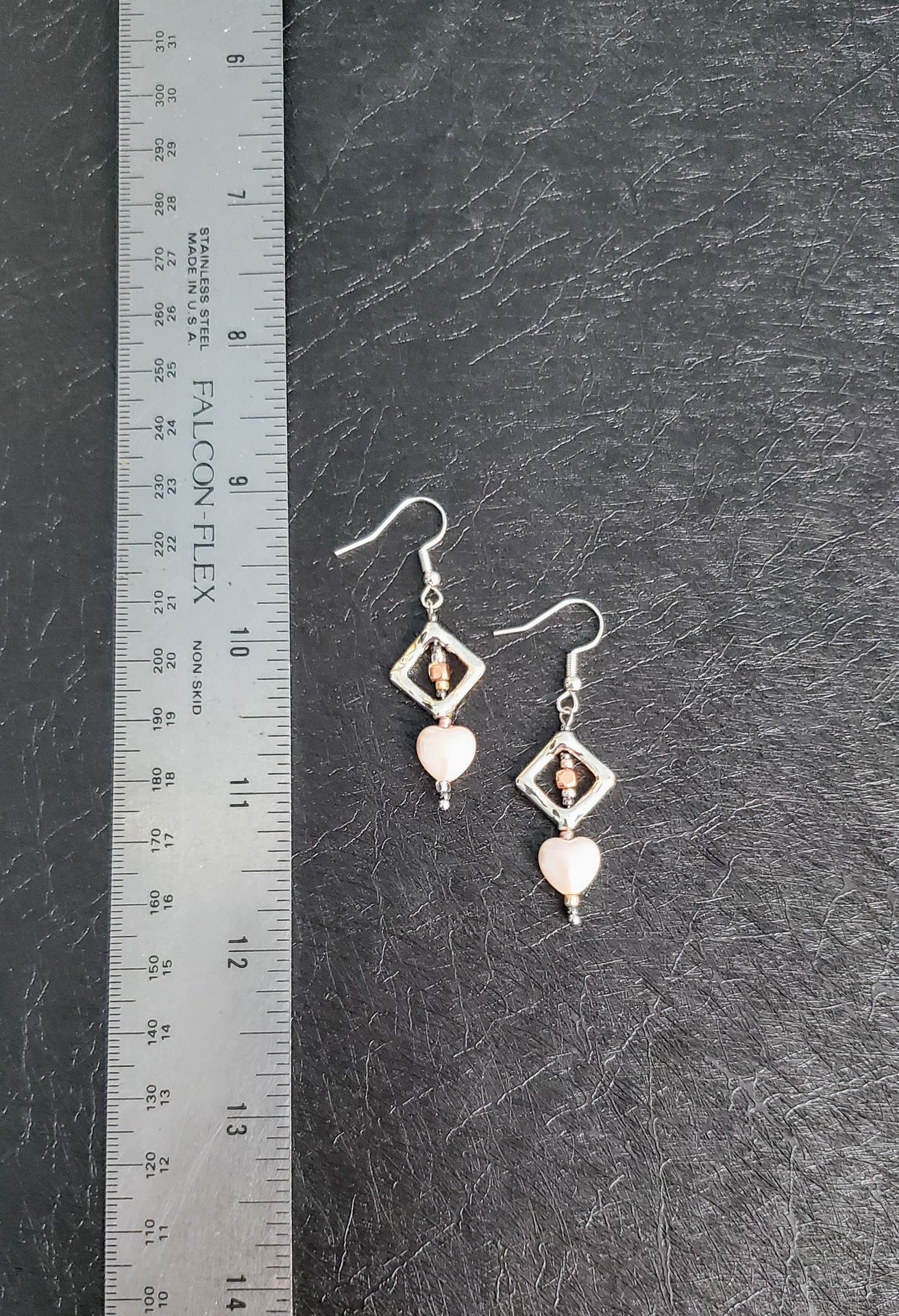 Silver Hook, Natural Pearl, Glass Beaded Earrings