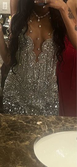 Silver gem prom dress Houston