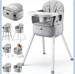 7-in-1 Convertible Baby High Chair for Baby and Toddler, Portable Travel High Chair Grow with Baby with Adjustable Height & Tray, Easy-Clean Seat, Ant