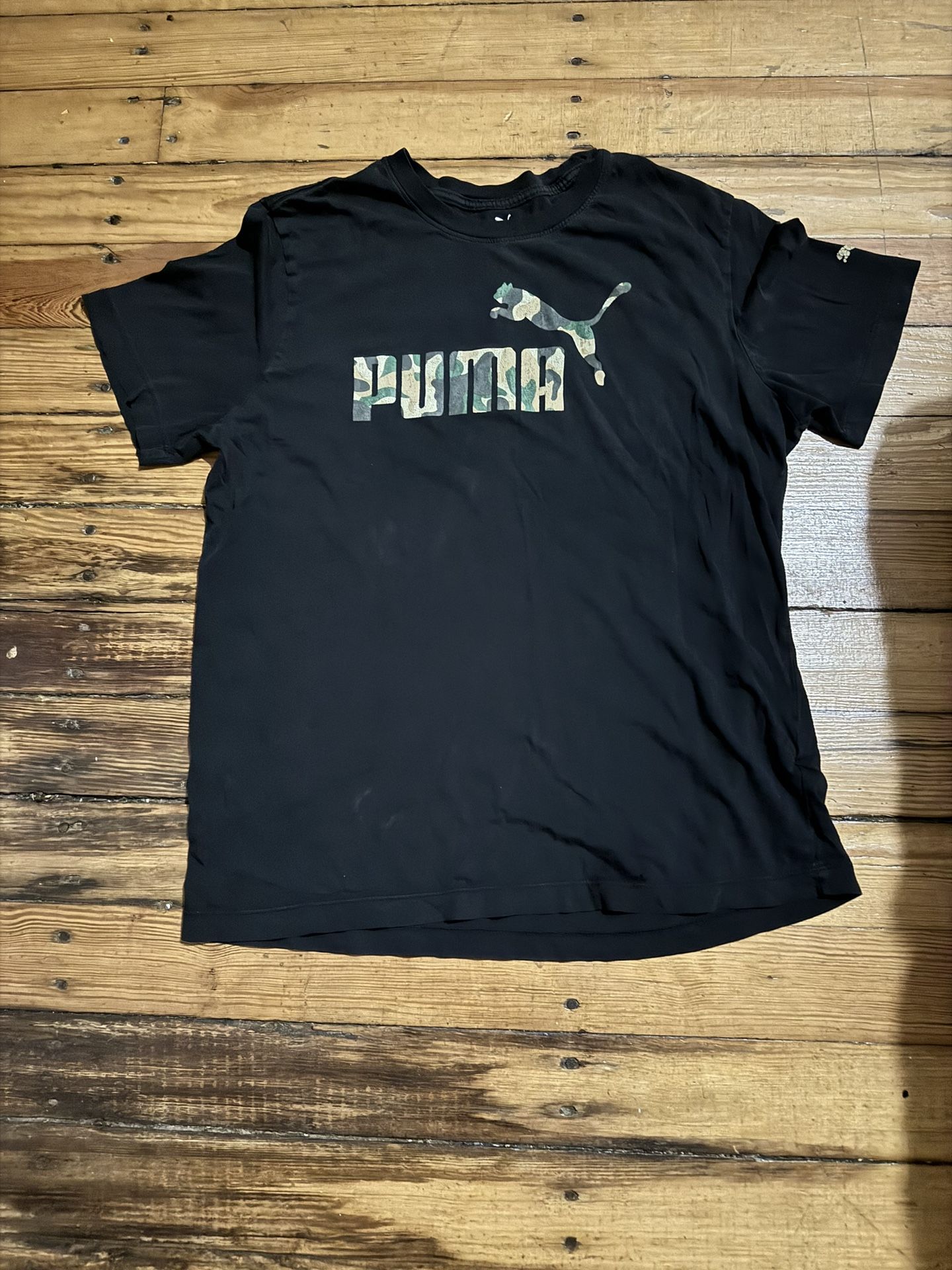 Puma Men’s T-shirt Large Black & Camo Logo 
