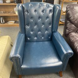 Blue Leather Office Living Room Non Reclining Chair $65