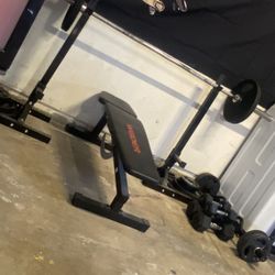 Weight Set All Cast Iron  Dumbbells & Curl BarIncluded Plus Bench  &rack 