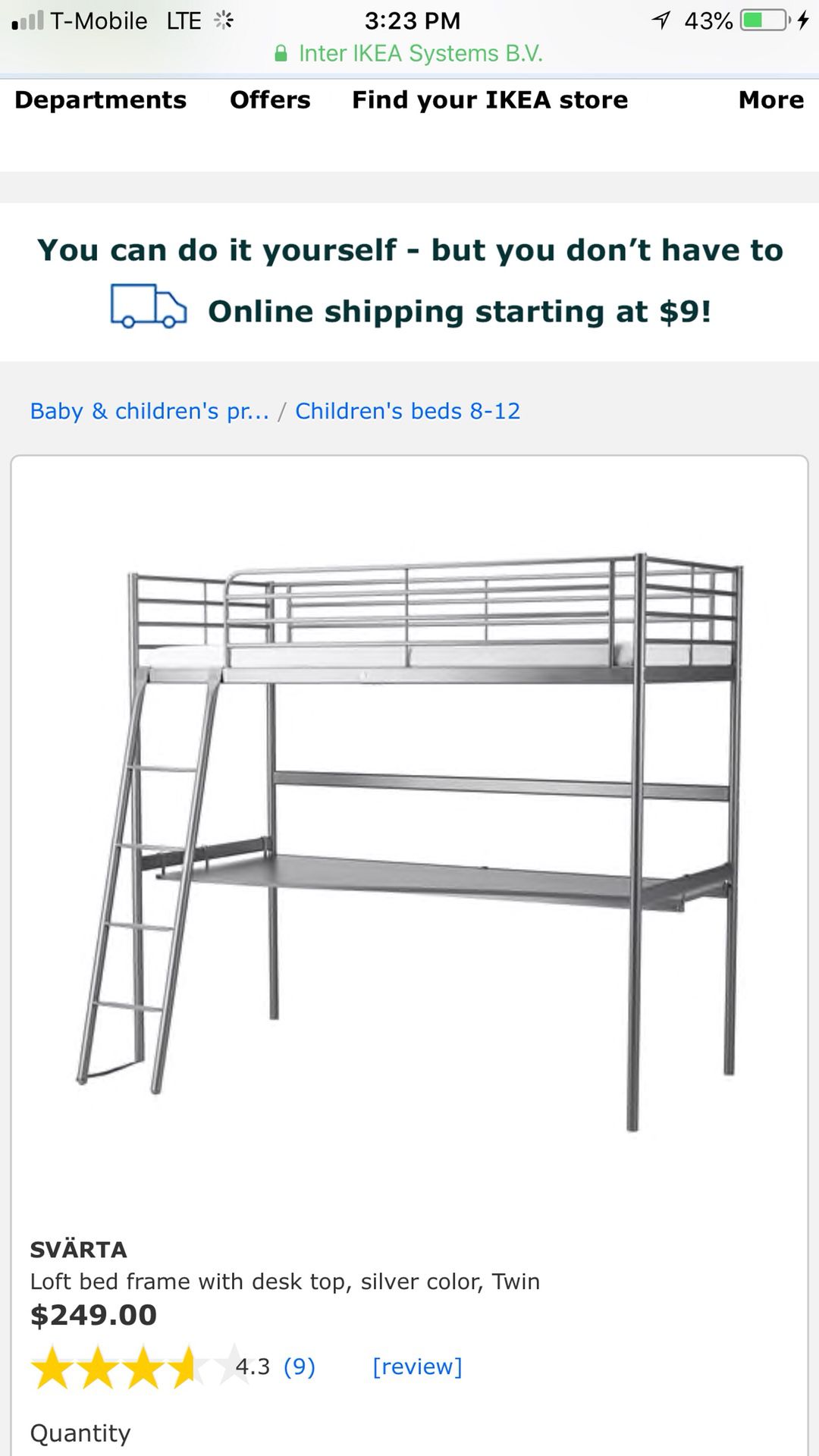 Hardly used IKEA Bunk bed and desk
